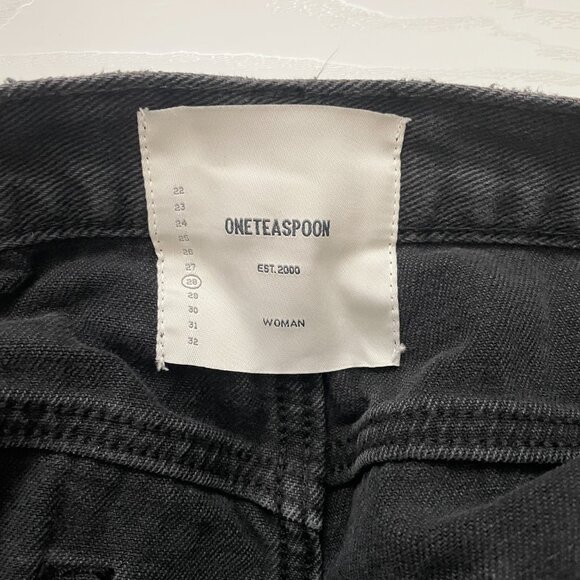 One Teaspoon Women's Bandit Jean Shorts 28 Black Cut Off Button Fly Distressed - Picture 5 of 8